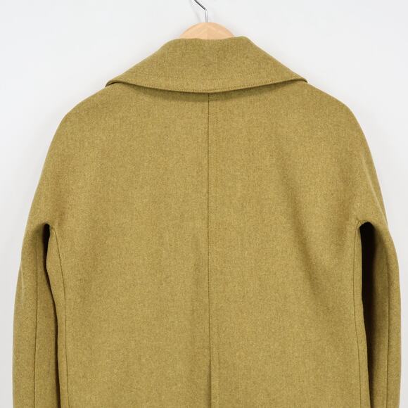 J.Crew Melton Wool Double-Breasted Cropped Classic Peacoat Mustard Olive Size 4 - Picture 4 of 9